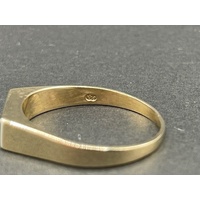 Mens 9ct Yellow Gold Signet Diamond Ring