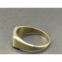 Mens 9ct Yellow Gold Signet Diamond Ring