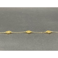 Ladies 18ct Yellow Gold Belcher Link & Clover Bracelet