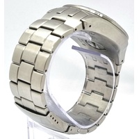 Swatch Mens Brown Dial Stainless Steel Quartz Watch Day Date Swiss Made