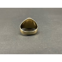 Mens 9ct Yellow Gold Blue Opal Ring