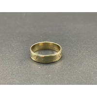 Mens 9ct Yellow Gold Wave Pattern Ring