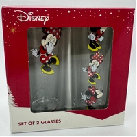 Disney Minnie Mouse Set of 2 Drinking Glasses 325ml Classic Cartoon Glassware