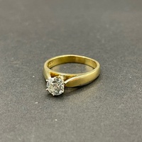 Ladies 18ct Yellow Gold Solitaire Diamond Ring