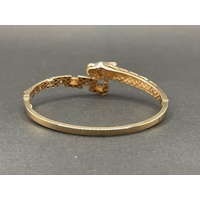Ladies 18ct Yellow Gold Round Panther Bangle