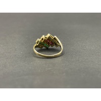 Ladies 18ct Yellow Gold Multi Colour Gemstone Ring