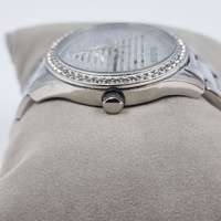 GUESS Ladies Silver Tone Triangle Dial Analog Watch GW0605L1 Stylish Chic