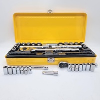 Stanley 1/4 inch and 1/2 inch Drive Metric and SAE Socket Set 37 Piece