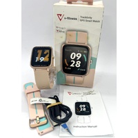 V-Fitness Tracktivity GPS Smart Watch Heart Rate Steps iOS Android Pink