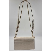 Oroton Mezzo White Croc Embossed Leather Clutch Handbag with Chain