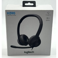 Logitech H390 USB Computer Headset Black Noise Cancelling Mic PC Mac