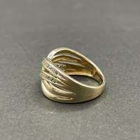 Ladies 9ct Yellow Gold Diamond Cross Over Ring
