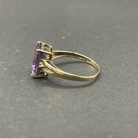 Ladies 9ct Yellow Gold Purple Gemstone Ring