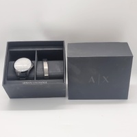 Armani Exchange Three Hand Date Black Stainless Steel Watch AX7101 and Bracelet