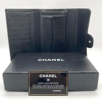 Chanel Classic Flap Lambskin Wallet Black Leather Black Hardware