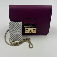 Furla Metropolis Mini Crossbody Bag G6400/B5 Purple Leather Gold Chain Strap