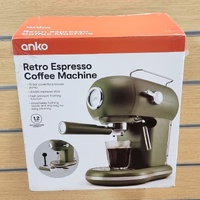 Anko Retro Espresso Coffee Machine 1.2L Green Vintage Style Home Cafe