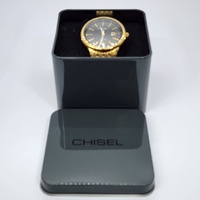 Chisel Gold Tone Black Dial Date Watch 50M Water Resistant 5829160