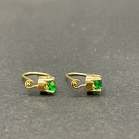 Ladies 18ct Yellow Gold Green Gemstone Dangle Earrings
