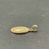 Unisex 14ct Yellow Gold Oval Religious Pendant