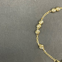 Ladies 9ct Yellow Gold Cable & Bead Link Bracelet