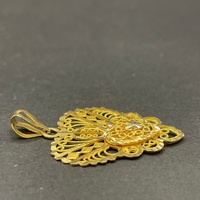 Ladies 21ct Yellow Gold Filigree Heart Pendant