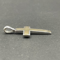 Mens 18ct Two Tone Gold Cross Pendant