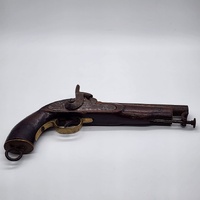 Antique 19th Century Percussion Pistol Curved Grip Uncertified