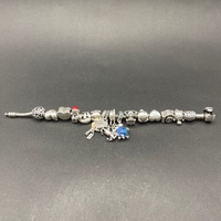 Ladies 925 Sterling Silver Pandora Snake Link Charm Bracelet