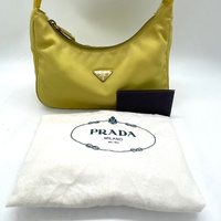 Prada Tessuto Mini Nylon Sport Hobo Bag MV515 Yellow Authentic Purse