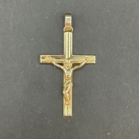 Unisex 9ct Yellow Gold Crucifix Cross Pendant