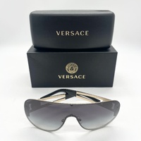 Versace VE2166 Rock Icons Sunglasses Pale Gold Frame Grey Gradient Lens