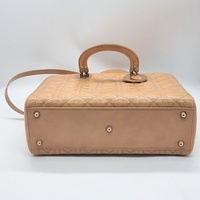 Christian Dior Lady Dior Large Nude Beige Patent Leather Cannage Handbag