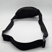 Hugo Mens Waist Belt Bag Black Matte Fabric with Red Logo