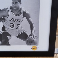 Large View Magic Johnson LA Lakers Wings Tribute Framed Memorabilia 93cm x 40cm