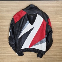 RJays Mens Leather Motorcycle Jacket Size 54 Red Black White Racing