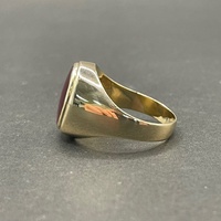 Mens 9ct Yellow Gold Red Gemstone Ring