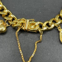 Ladies 22ct Yellow Gold Curb Link Charm Bracelet