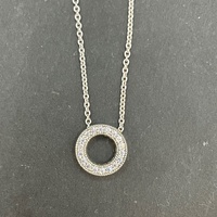 Ladies 925 Sterling Silver Belcher Link Chain & Round Pendant Necklace