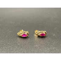 Ladies 9ct Yellow Gold Gemstone Stud Earrings