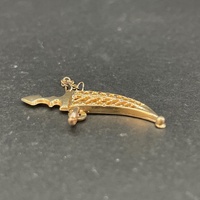 Unisex 9ct Yellow Gold Sword Pendant