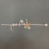 Ladies 925 Sterling Silver Snake Link Charm Bracelet