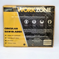 Workzone 3pc Circular Saw Blades 180mm 16 24 40T 20mm Bore Set