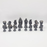 Vintage Metal Chess Set Brass Bronze Chessmen 32 Piece Mid Century