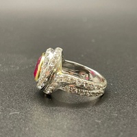 Ladies 18ct White Gold  Red Ruby and Diamonds Ring
