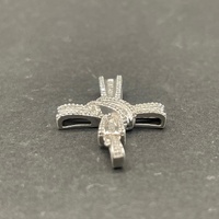 Ladies 925 Sterling Silver Natural Diamond Cross Pendant