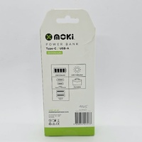 Moki Portable Travel Power Bank USB-C USB-A Compact Black 20000mAh ACC-MPB20X