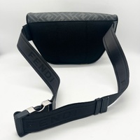 Fendi Diagonal Belt Bag Grey FF Textured Fabric Black Leather Italy