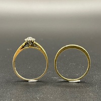 Ladies 18ct Yellow Gold 2 Ring Set Natural Diamond Rings