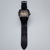 Guess Mens Rose Gold Black Silicone Multifunction Skeleton Dial Watch GW0203G8